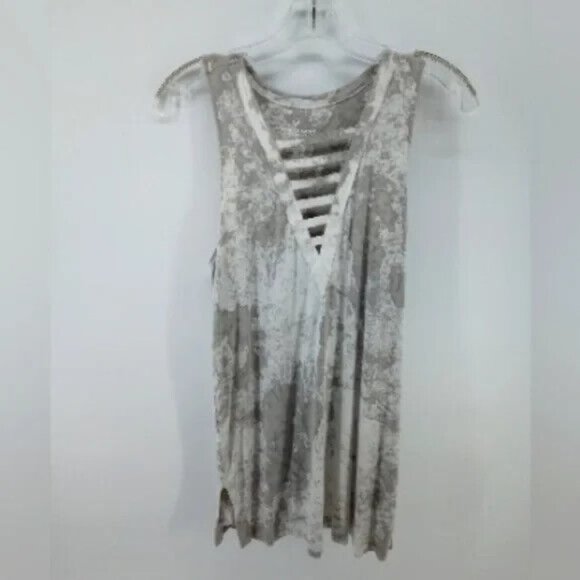 AEO Acid Wash Y2K Gray White Tie Dye Boho Tank Top XS Soft Viscose Blend - Picture 1 of 8
